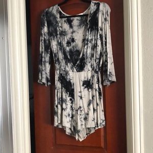 Black and white tie dye romper